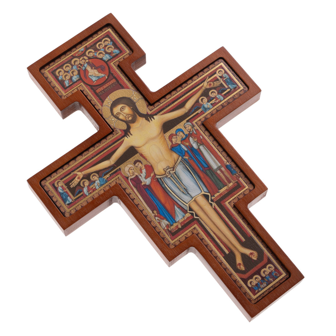 Holzkreuz aus San Damiano Franziskus Kreuz Braun 14x10x1,8cm