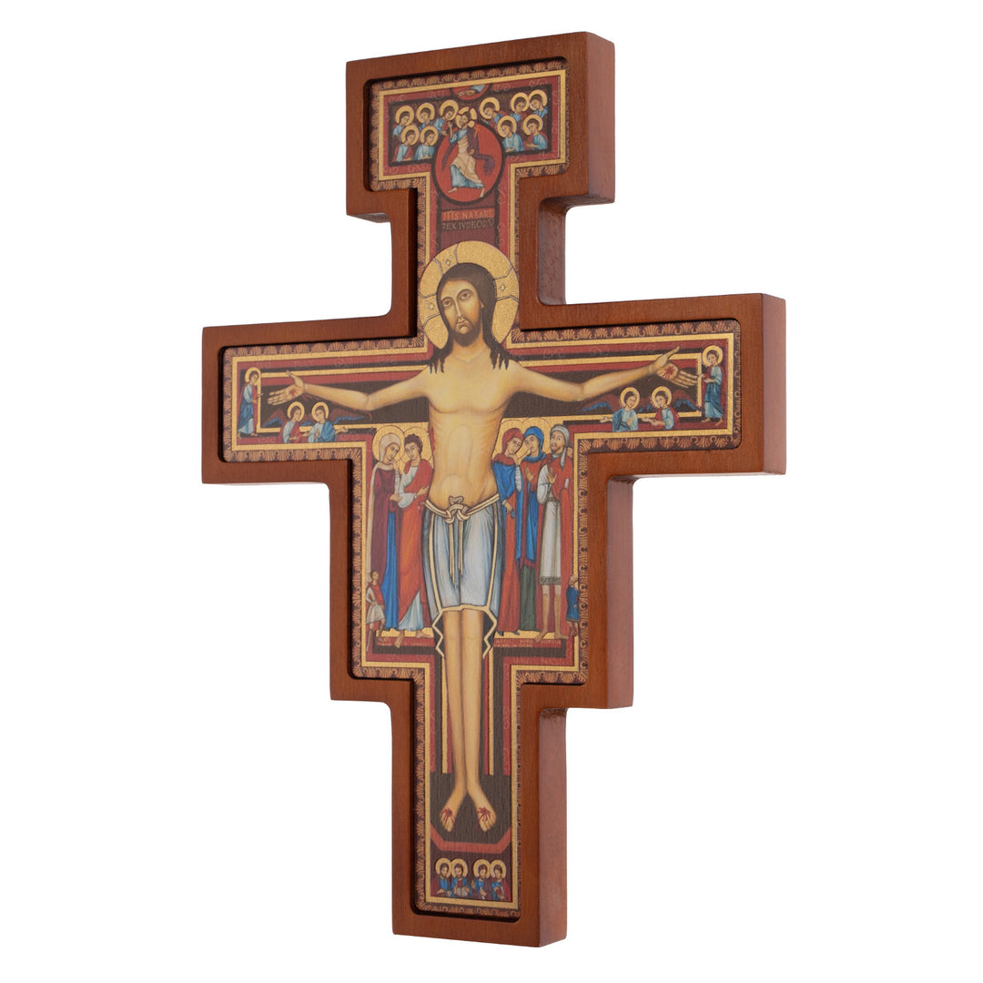 Wooden Wall Cross from San Damiano St. Francis Hanging Crucifix Christian 22x16x1.8cm.