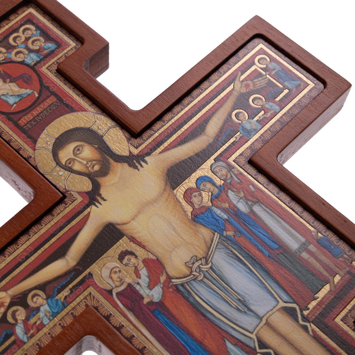 Wooden Wall Cross from San Damiano St. Francis Hanging Crucifix Christian 22x16x1.8cm.