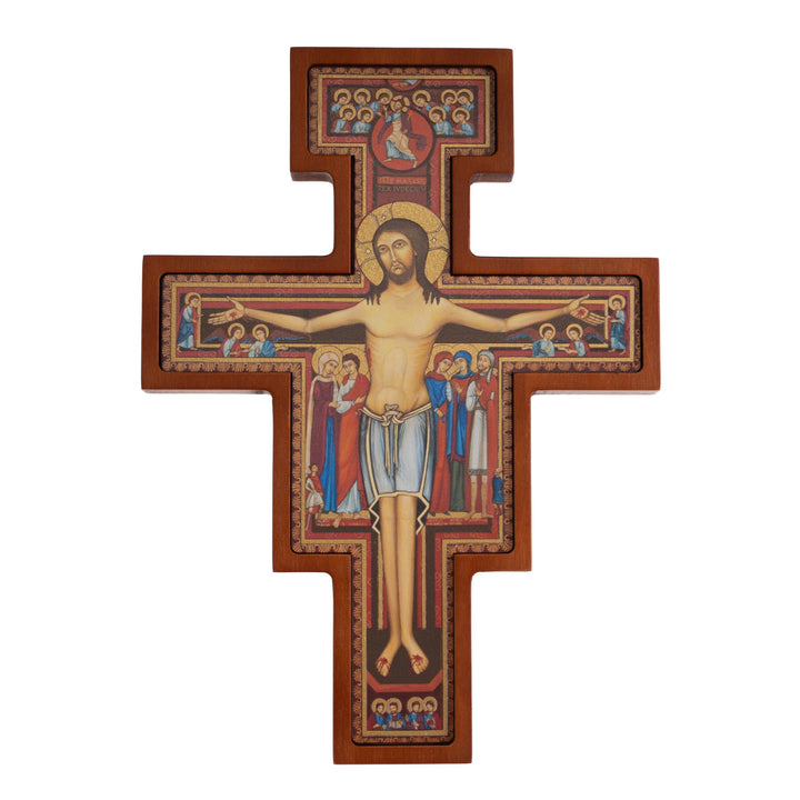 Wooden Wall Cross from San Damiano St. Francis Hanging Crucifix Christian 22x16x1.8cm.