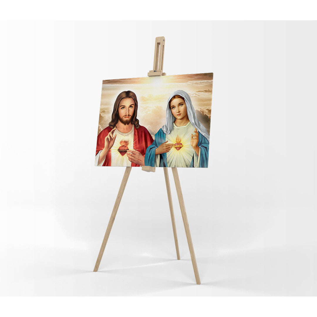 Canvas painting Heart of Jesus Heart of Mary 40x60 cm