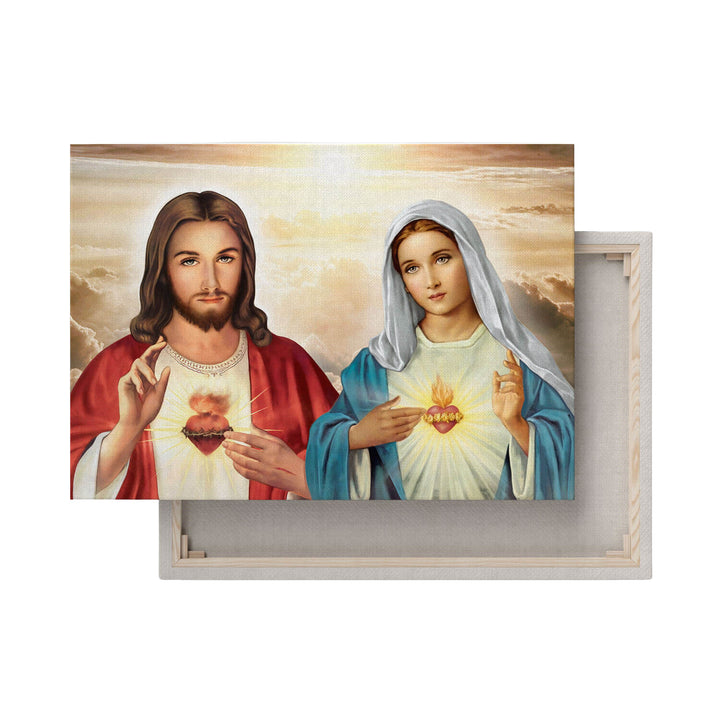 Canvas painting Heart of Jesus Heart of Mary 40x60 cm