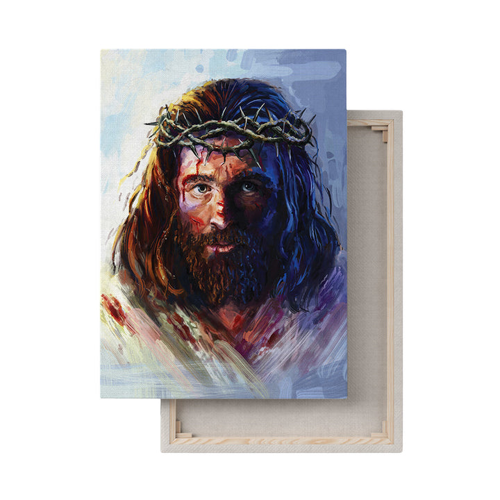 Jesus Christ Painting Crown of Thorns Portrait Cotton Pine Wood 40x60cm