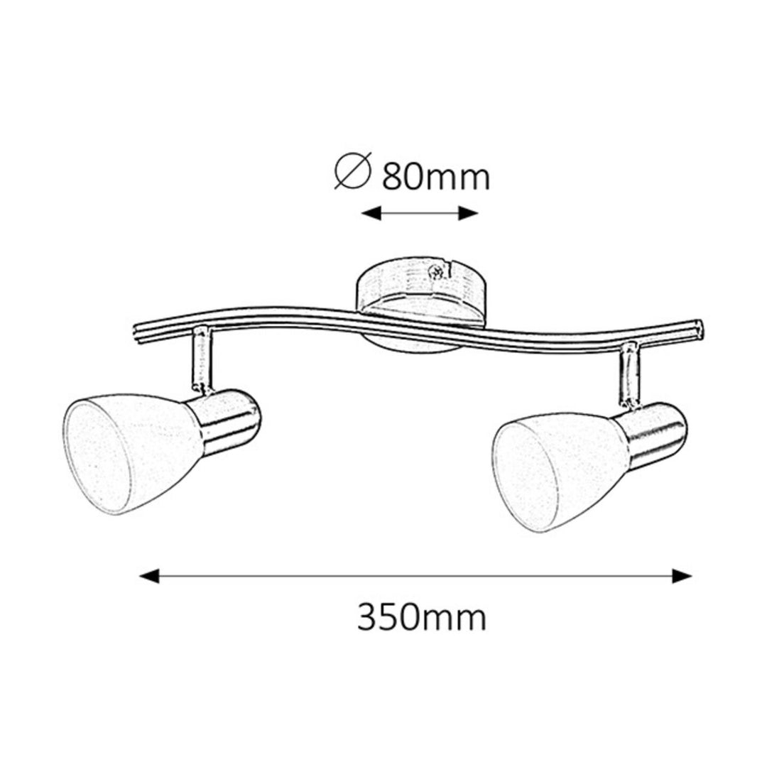 Classic Double Ceiling Lamp Adjustable Direction IP20 2x 40W 2x E14 Sturdy Glass Steel