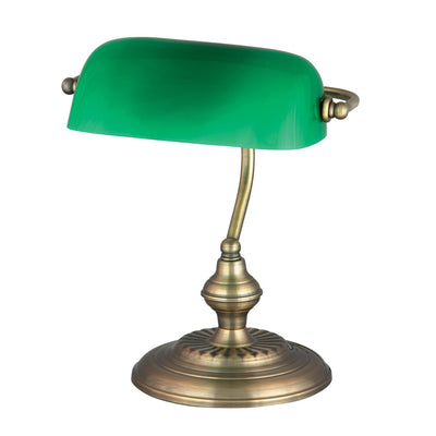 RABALUX BANK Lámpara de escritorio de banquero metal y vidrio verde retro vintage