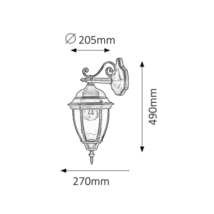 Applique Rabalux Toronto 8381 avec filetage E27 et 60W. Degré de protection IP44. Couleur or antique