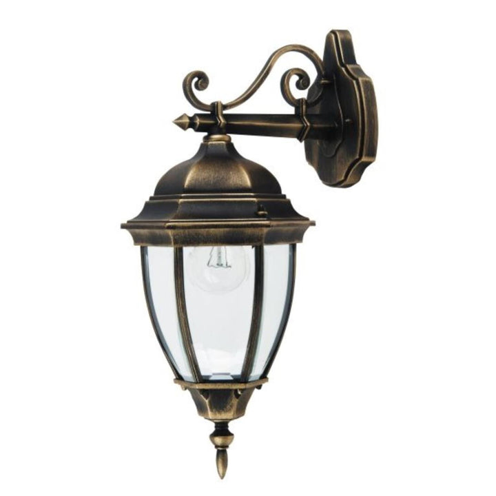 Rabalux Toronto 8381 wandlamp met E27 schroefdraad en 60W. Beschermingsgraad IP44. Kleur antiek goud