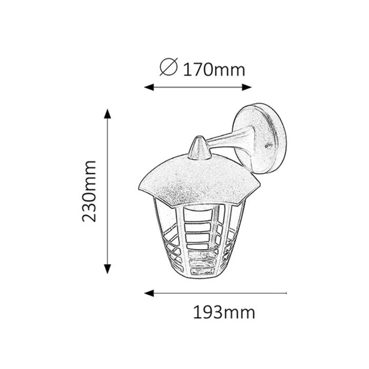 Rabalux Marseille 8617 E27 60 W lampe murale de jardin en métal noir