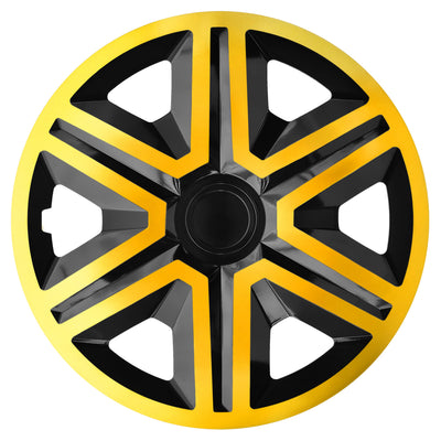 NRM Fast Lux Radabdeckungen für Stahlfelgen Zwei Farben Radkappen Satz 4 Auto-Auto-Fahrzeug passend für die meisten Marken und Felgen ABS-Kunststoff (Black/Gold, 14 ")