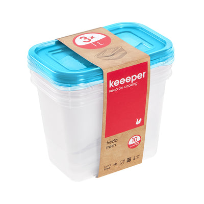 Keeeper Fredo Fresh Juego de recipientes para almacenar alimentos, 3 x 1 l