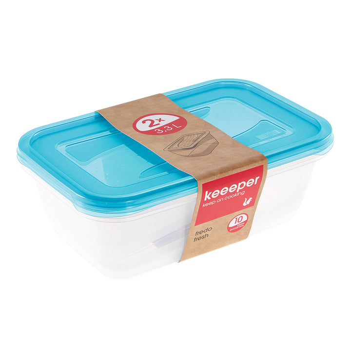 Keeeper Fredo Fresh - Vershouddoos / Vershouddozen - Transparent /blauw - Set van 2 stuks - 3.3L