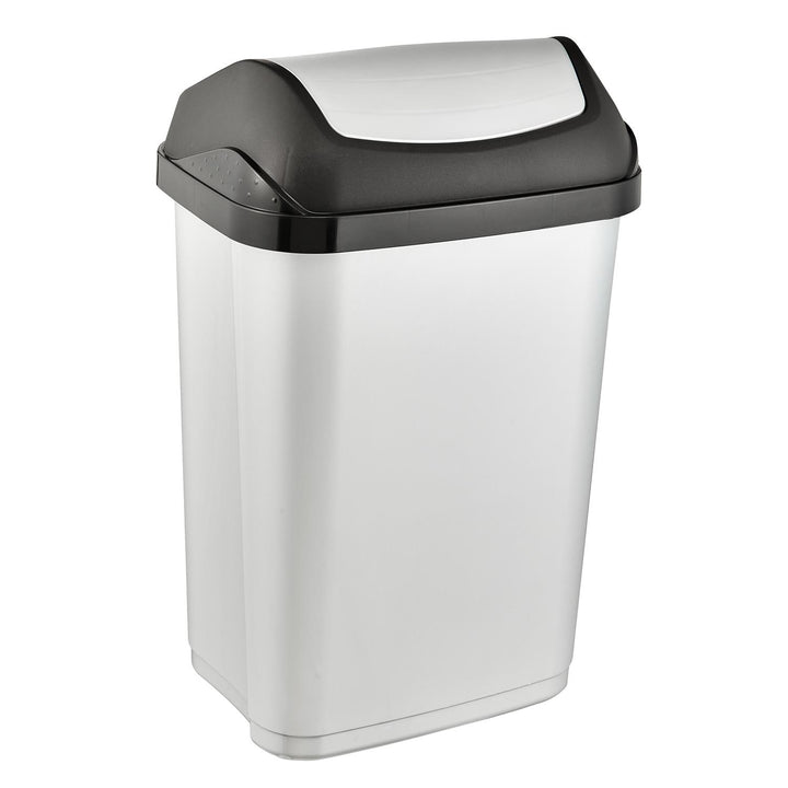 Keeeper Swantje 25L Waste Bin with Swing Lid Flap Trash Can Dustbin Home Indoor Silver Grey Universal Hinged Lidded