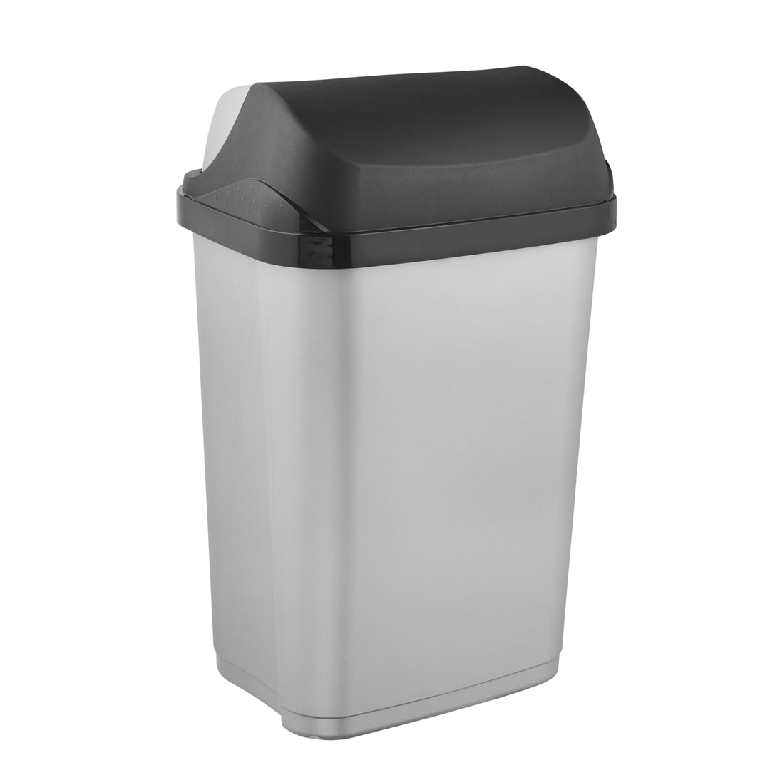 Keeeper Rasmus Waste Bin Trash Can 25L Swivel Lid Recycling Sorting Modern silver