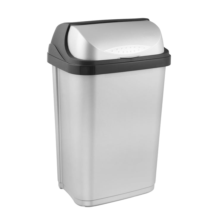 Keeeper Rasmus Waste Bin Trash Can 25L Swivel Lid Recycling Sorting Modern silver