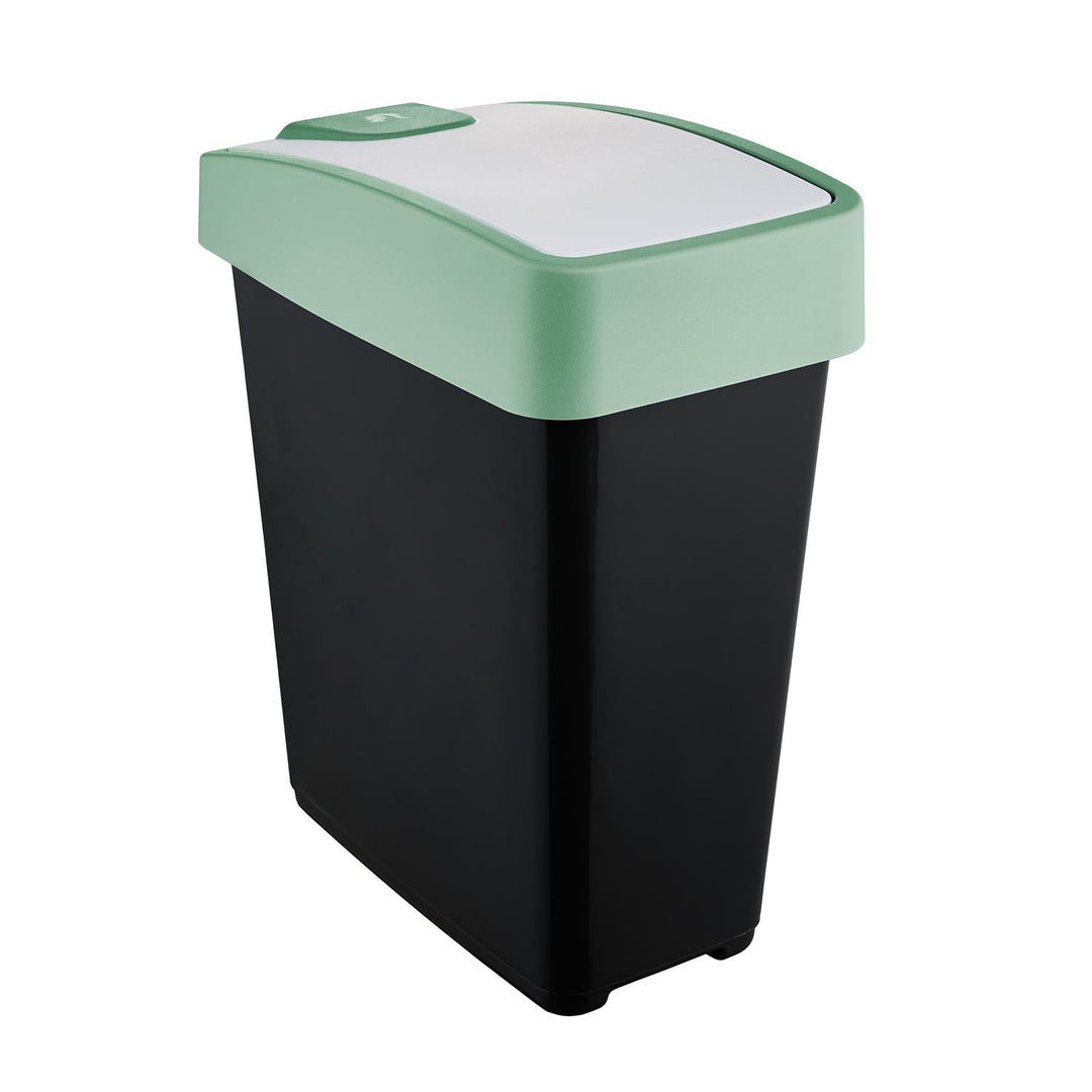 Papelera con tapa a presión 25l verde Keeeper