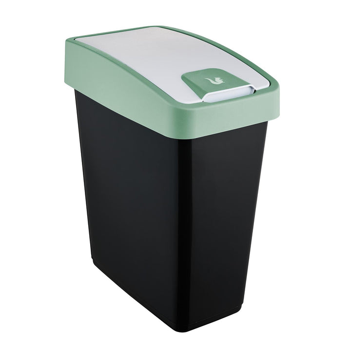 Papelera con tapa a presión 25l verde Keeeper