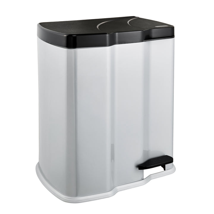 Keeper Gunnar Waste Bin Trash CanPedal 7L + 15L Silver Removable Basket Recycling