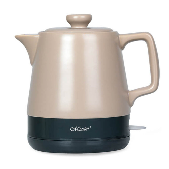 Maestro MR-071 Electric Ceramic Kettle 1L Beige Brown 1000W Tea Pot with Lid Elegant Decorative