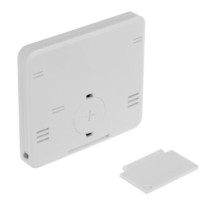 Digitales Thermometer/Hygrometer mit Uhrfunktion, Umgebungstemperatur und Luftfeuchtigkeit (Weiß)