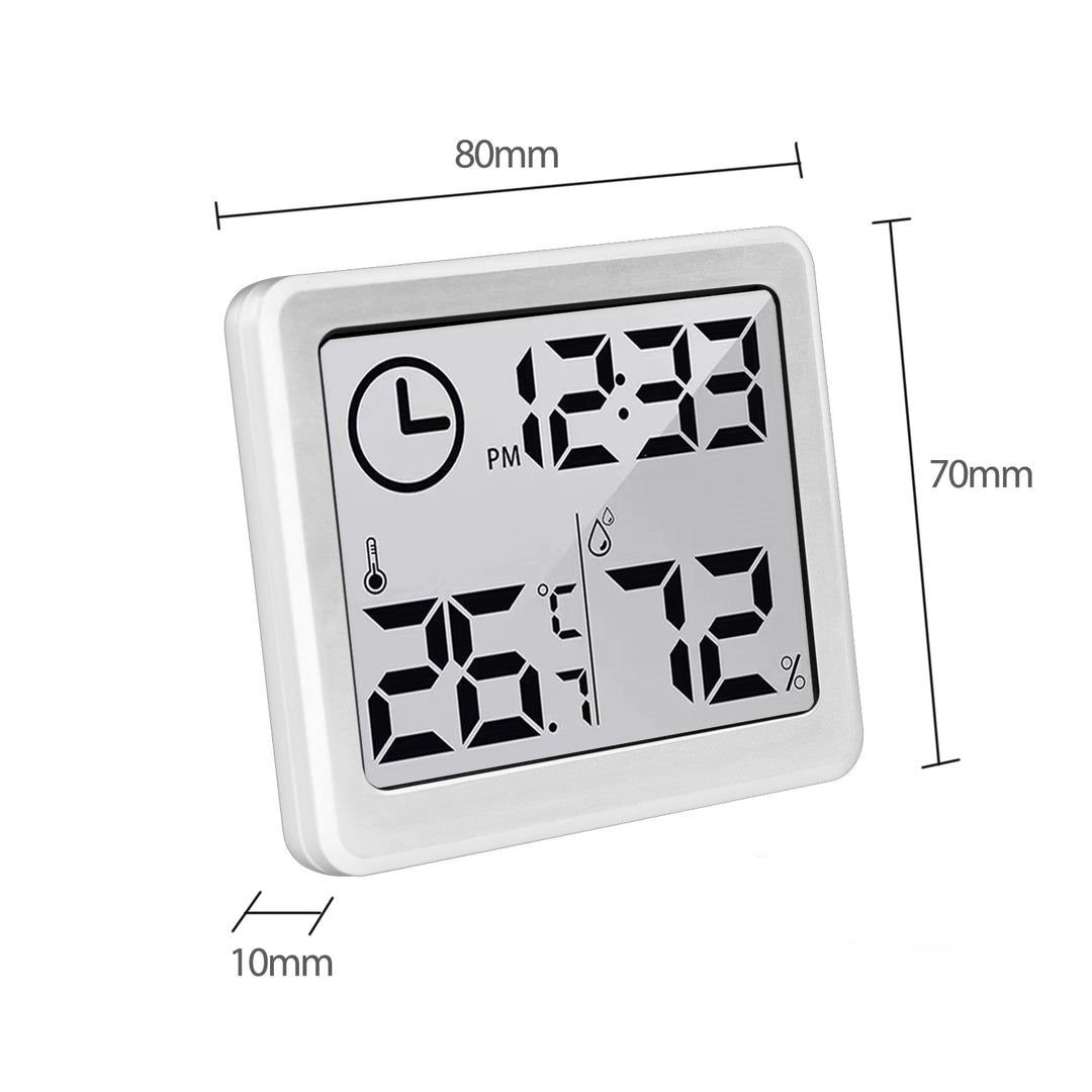 Digitales Thermometer/Hygrometer mit Uhrfunktion, Umgebungstemperatur und Luftfeuchtigkeit (Weiß)