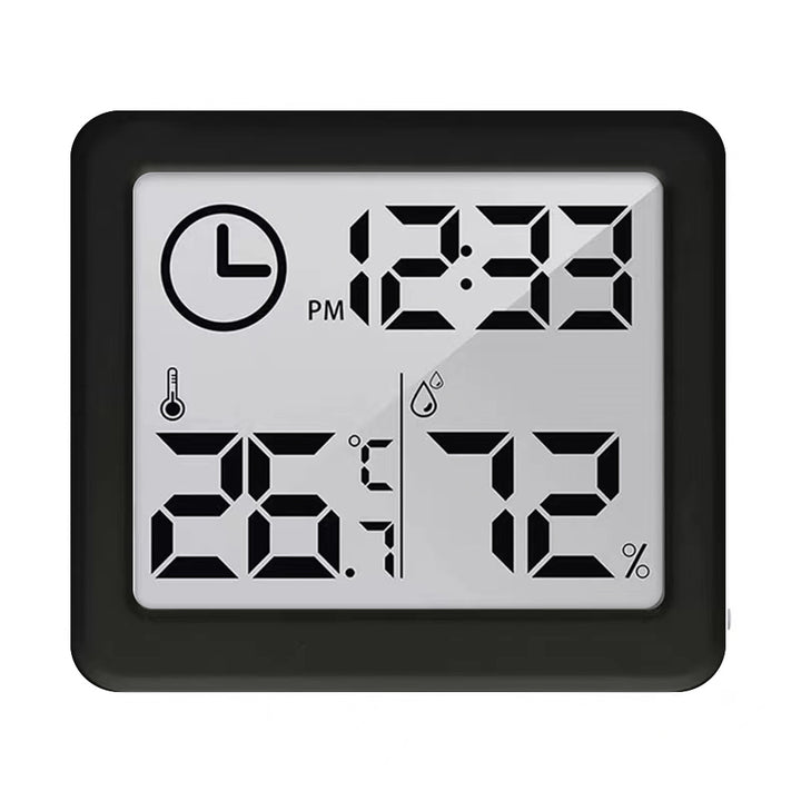 Thermometer Hygrometer with Clock Function, GreenBlue, black,GB384B