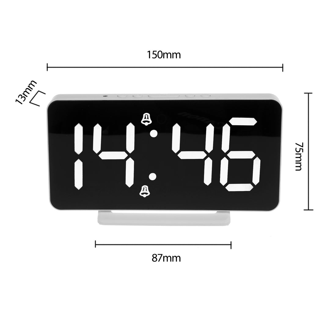 GreenBlue GB383 Digital Clock with Alarm and Thermometer Function Electronic Clock LED Display White