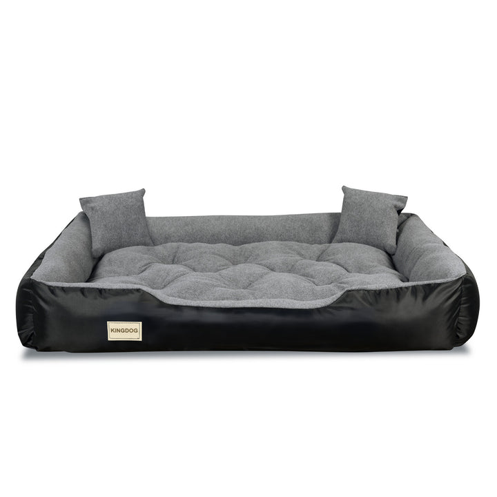 Fleece sturdy dog bed 115 x 95 cm washable black two pillows free of charge