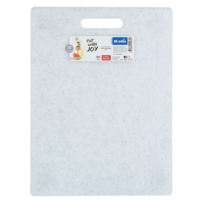 Rotho 1022501028 Large Cutting Chopping Board Plastic White Granite Design Non-Slip Feet Handle Dishwasher Safe