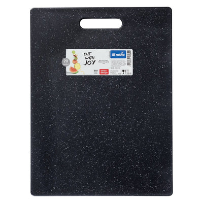 Rotho 1022508037 Large Cutting Chopping Board Plastic Anthracite Granite Design Non-Slip Feet Handle Dishwasher Safe