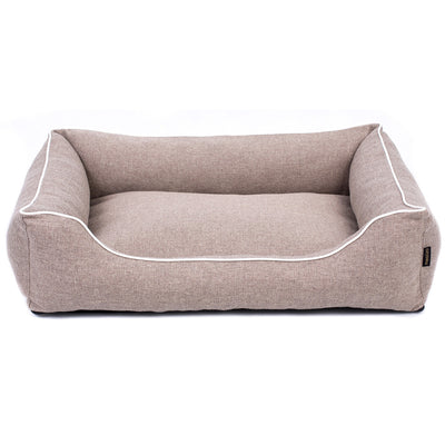 Mestizo Mallorca Comfort huisdier bed hond mand huisdier bed hond sofa gemaakt van duurzame bekleding stof (buitenste afmetingen: 65x50cm/binnenafmetingen: 41x27cm, beige/wit)