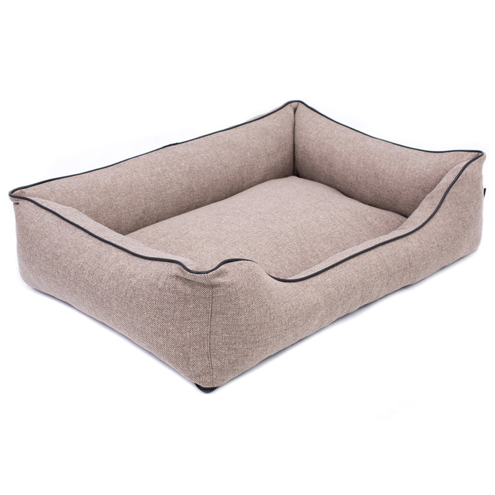 Canapé Mallorca Comfort lit pour chien en beige avec bordure noire 80x60 cm