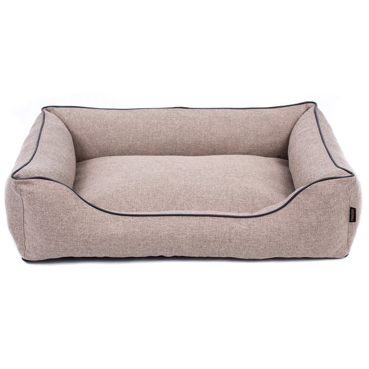 Canapé Mallorca Comfort lit pour chien en beige avec bordure noire 80x60 cm