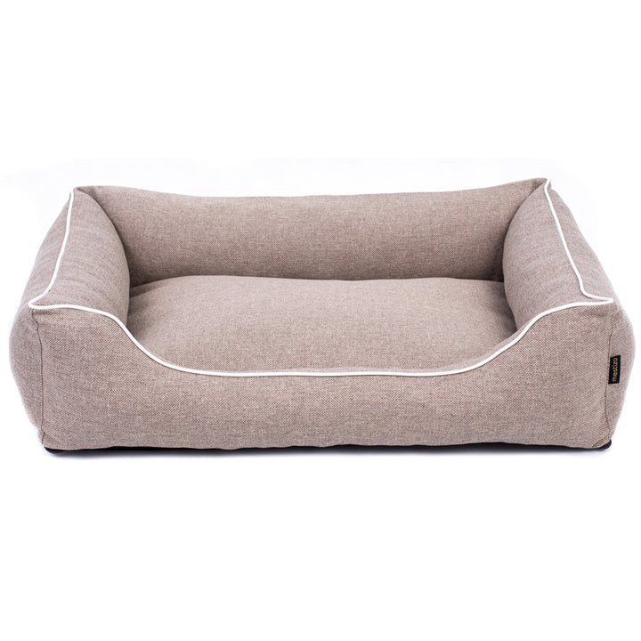 Mestizo Mallorca Comfort Haustierbett Hundekorb Tierbett Hundesofa aus Strapazierfähigem Polsterstoff (Außenmaße: 80x60cm / Innenmaße: 56x40cm, Beige/weiß)