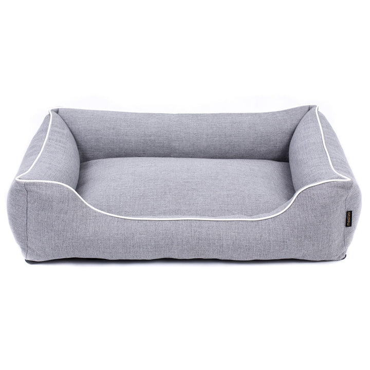 Haustierbett Hundekorb Tierbett Hundesofa Mestizo Mallorca Comfort  Polsterstoff Außenmaße: 80x60cm / Innenmaße: 56x40cm, Hellgrau/weiß