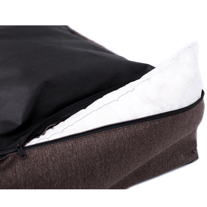 Mestizo Mallorca Comfort Haustierbett Hundekorb Tierbett Hundesofa aus Strapazierfähigem Polsterstoff (Außenmaße: 100x75cm / Innenmaße: 70x53cm, Beige/schwarz)