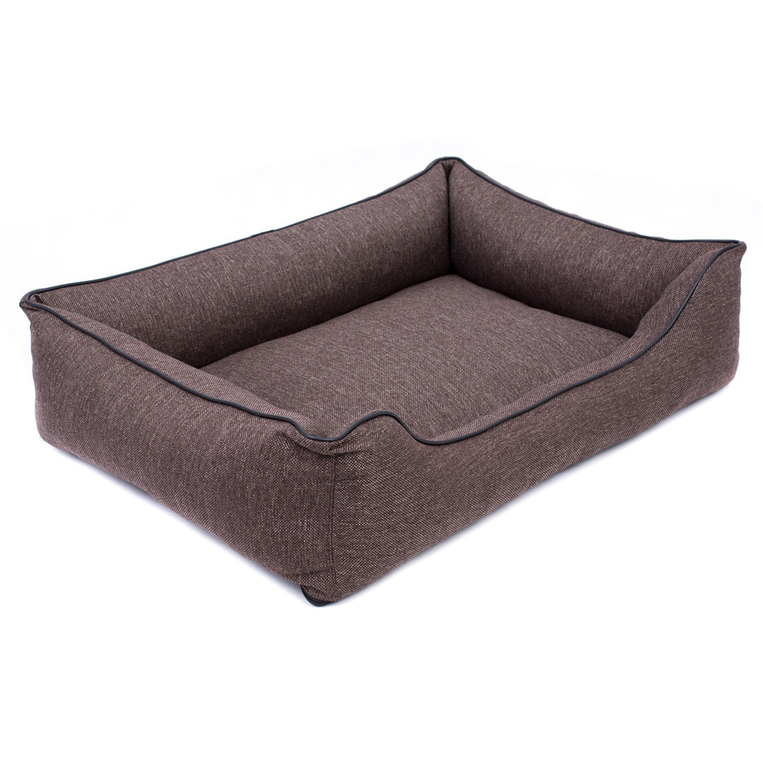 Sofa Mallorca Comfort hondenbed in bruin met zwarte bies 100x75 cm