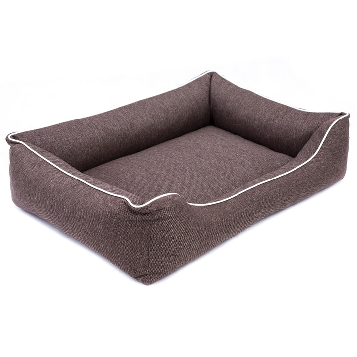 Mestizo Mallorca Comfort Haustierbett Hundekorb Tierbett Hundesofa aus Strapazierfähigem Polsterstoff (Außenmaße: 100x75cm / Innenmaße: 70x53cm, Braun/weiß)