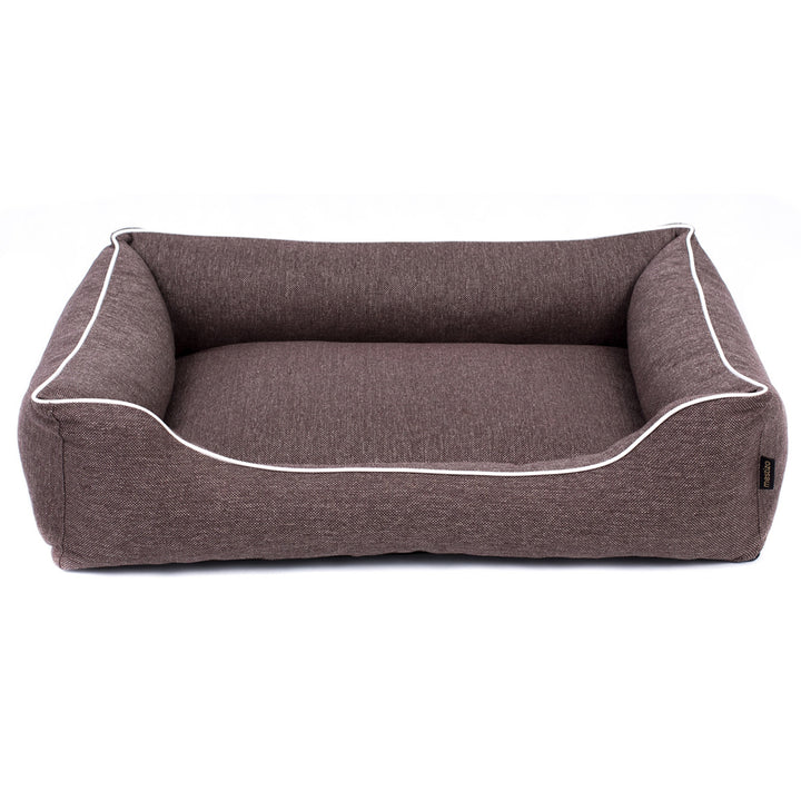 Sofa Mallorca Comfort hondenbed in bruin met witte bies 100x75 cm