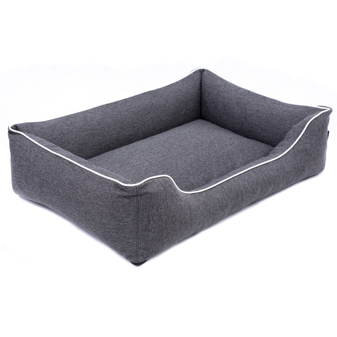 MESTIZO Canapé Mallorca Comfort lit pour chien en gris foncé avec bordure blanche 100x75 cm