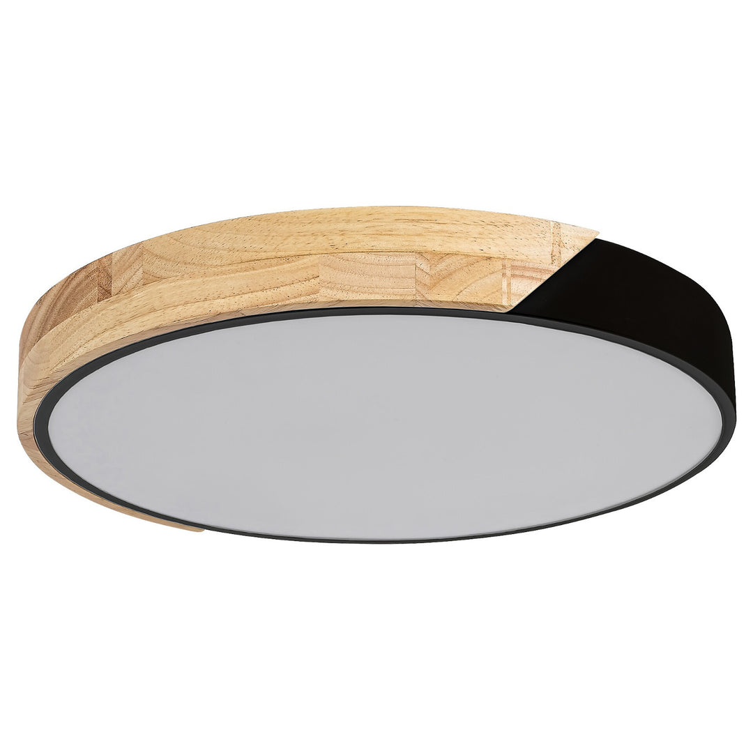 Rabalux Maple 3528 mat zwart 24W metaal en hout plafondlamp