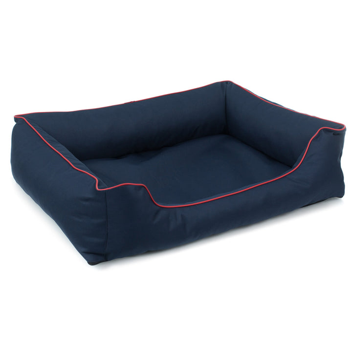 Mestizo Valencia Orthopedic Orthopedic Pet Bed Dog Basket Pet Bed Dog Sofa Cover Waterproof Polyester Fabric Cordura (Outside Size: 65x50cm / Inside Size: 41x27cm, Navy/Red)