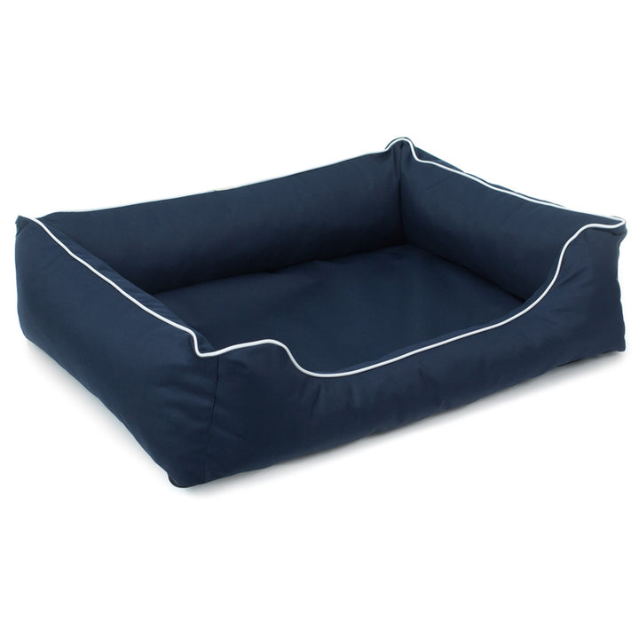 Mestizo Valencia Orthopedic Orthopedic Pet Bed Dog Basket Pet Bed Dog Sofa Cover Waterproof Polyester Fabric Cordura (Outside Size: 65x50cm / Inside Size: 41x27cm, Navy/White)