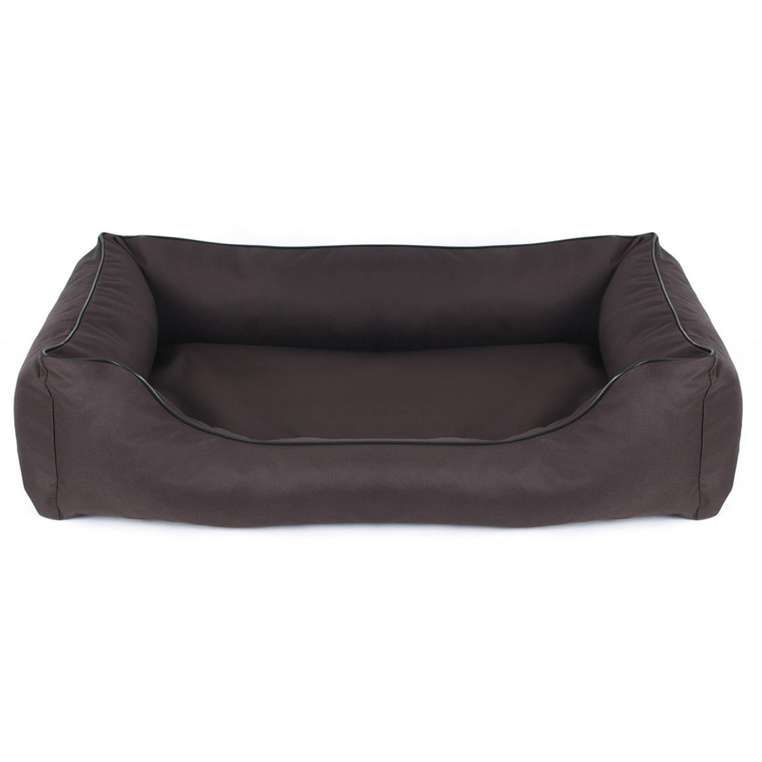 Canapé-lit orthopédique pour chien Valencia en marron avec bordure noire 80x60 cm