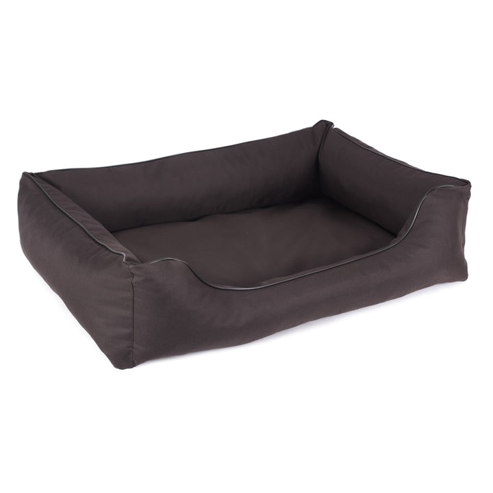 Canapé-lit orthopédique pour chien Valencia en marron avec bordure noire 80x60 cm