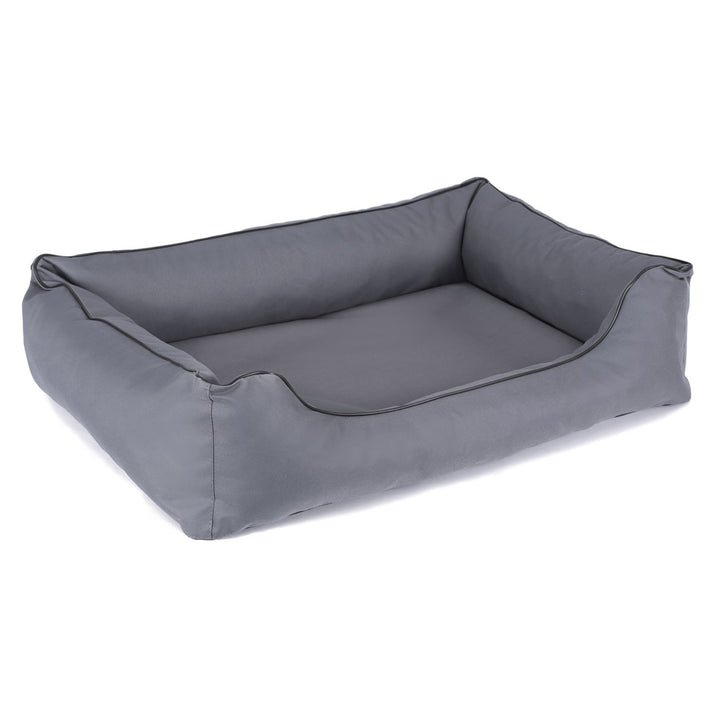 Canapé orthopédique Valencia pour chien en gris clair avec bordure noire 80x60 cm