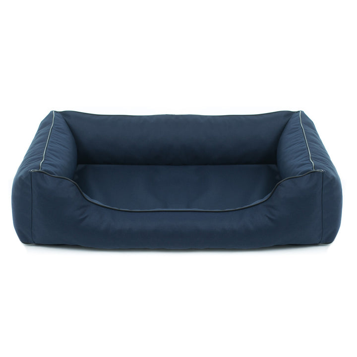 Valencia Orthopedisch hondenbed in marineblauw met zwarte bies 100 x 75 cm