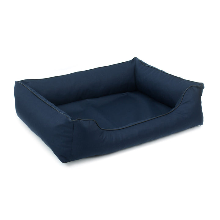 Valencia Orthopedisch hondenbed in marineblauw met zwarte bies 100 x 75 cm