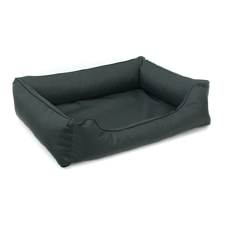 MESTIZO Canapé-lit orthopédique pour chien Valencia en gris foncé avec bordure noire 100 x 75 cm