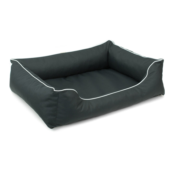 Valencia Orthopedisch hondenbed in donkergrijs met witte bies 100 x 75 cm