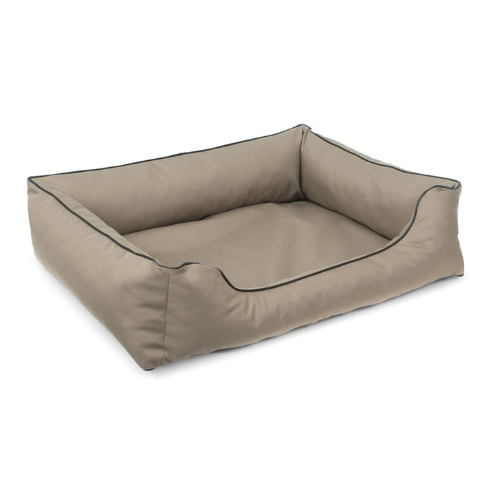 Valencia Sofá cama ortopédico para perros en beige con ribete negro 100 x 75 cm